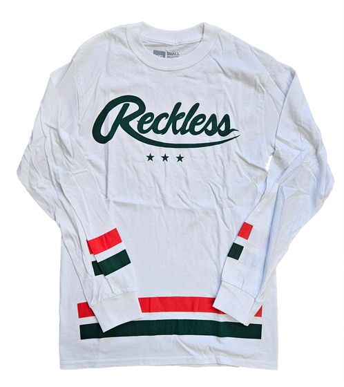 YOUNG & RECKLESS Roster Herren Longsleeve mit großem Frontprint Rundhals-Pullover Langarm-Shirt MTS2945 Weiß