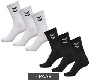 3 paires de chaussettes hummel basic Crew avec bas en coton à angle contrasté chaussettes de sport 022030 noir ou blanc