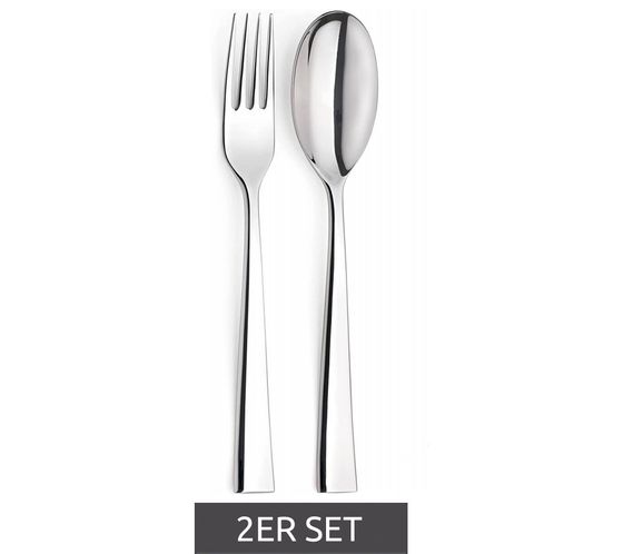 Thomas by rosenthal group zweiteiliges Besteckset aus 18/10 Edelstahl Gabel und Löffel Servierbesteck Küchen-Zubehör Küchenutensilien spülmaschinenfest PS01348 Silber