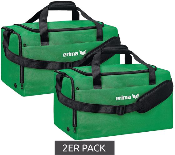 Pack économique de 2 sacs de sport erima sac d'équipe sac de sport sac de football avec compartiment humide sac de studio de fitness 65 litres 7232104 vert