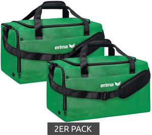 Pack of 2 Erima Sportsbag Team Bag Sports Bag Football Bag with Wet Compartment Gym Bag 65 Liters 7232104 Green