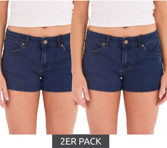 2er Sparpack Planet Sports June Jeans Damen Denim-Shorts kurze Baumwoll-Hose PS100006-674 Dunkelblau