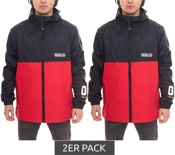 2-pack YOUNG & RECKLESS men's windbreaker with raised collar, transitional jacket 140009 red-black