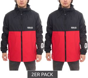 2er Sparpack YOUNG & RECKLESS Herren Windbreaker mit erhöhtem Kragen Übergangs-Jacke 140009 Rot-Schwarz