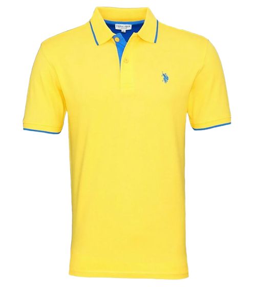 U.S. POLO ASSN. Herren Polo-Shirt Basic-Shirt Baumwoll-Shirt Kurzarm-Shirt 197 63899 52520 115 Gelb/Hellblau