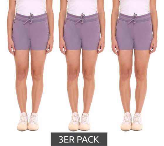 Pack of 3 FAYN SPORTS women's shorts, short cotton trousers with drawstring, sports shorts 34833164 dark lilac