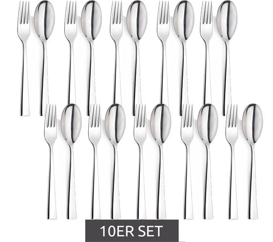 Pack of 10 Thomas by rosenthal group cutlery set made of 18/10 stainless steel fork and spoon serving cutlery kitchen accessories kitchen utensils dishwasher safe PS01348 silver