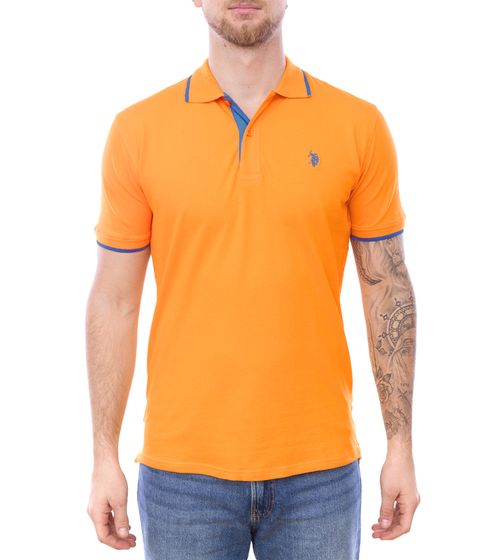 U.S. POLO ASSN. Herren Polo-Shirt Basic-Shirt Baumwoll-Shirt Kurzarm-Shirt 197 63899 52520 315 Orange/Hellblau