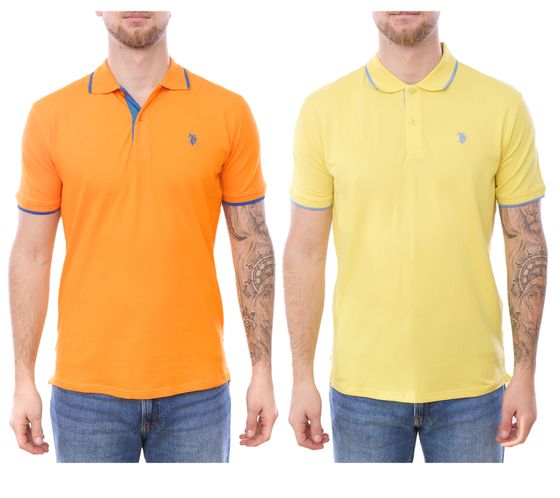 U.S. POLO ASSN. Men's polo shirt, basic shirt, cotton shirt, short-sleeved shirt, 197 63899 52520 yellow or orange