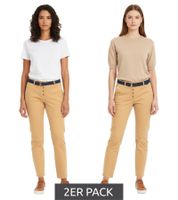 Pack of 2 TOM TAILOR women's chino trousers, stylish everyday trousers with belt 46246404 beige