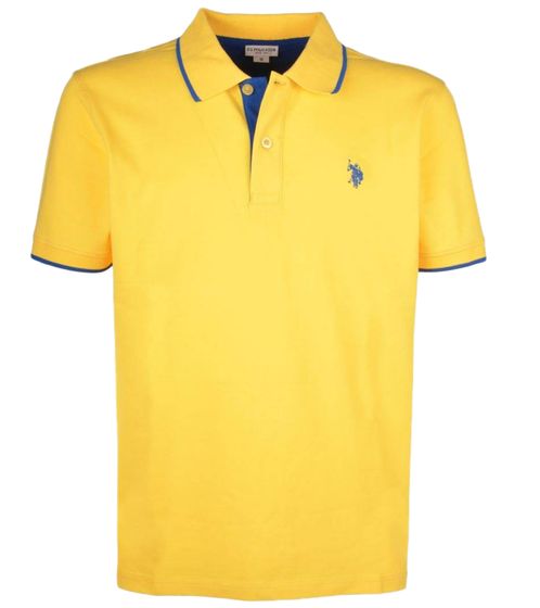 U.S. POLO ASSN. Herren Polo-Shirt Basic-Shirt Baumwoll-Shirt Kurzarm-Shirt 197 68163 52520 112 Gelb/Dunkelblau