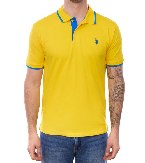 U.S. POLO ASSN. Men's polo shirt, basic shirt, cotton shirt, short-sleeved shirt, 197 68163 52520 112 yellow/dark blue