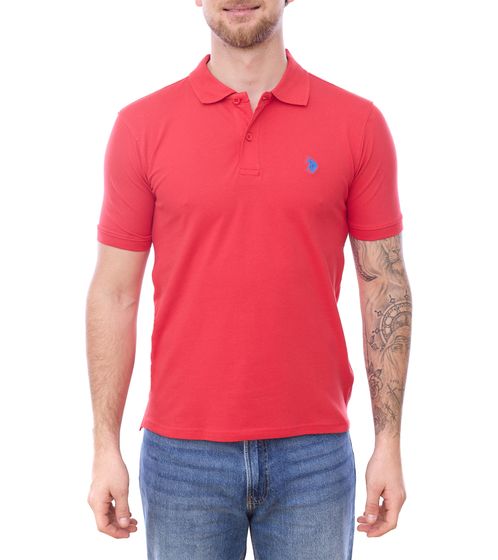 U.S. POLO ASSN. Herren Polo-Shirt Basic-Shirt Baumwoll-Shirt Kurzarm-Shirt 197 61092 52520 155 Rot/Blau