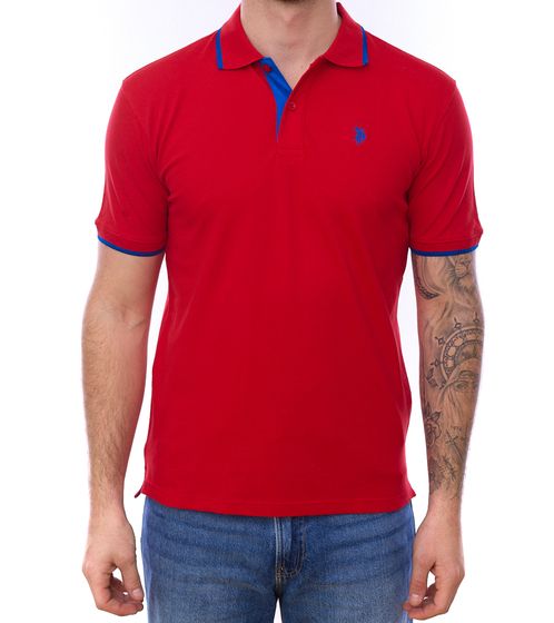 U.S. POLO ASSN. Men's polo shirt, basic shirt, cotton shirt, short-sleeved shirt 197 66835 52520 152 dark red/blue