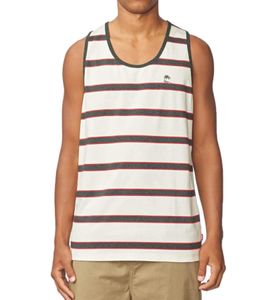 GLOBE Moonshine Herren gestreiftes Tank-Top ärmelloses Baumwoll-Shirt Sommer-Shirt GB01912004 Weiß/Blau/Rot