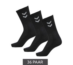 36 paires de chaussettes hummel Basic Crew à chevrons contrastants, chaussettes en coton, chaussettes de sport 022030, noires