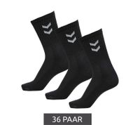36 paires de chaussettes hummel Basic Crew à chevrons contrastants, chaussettes en coton, chaussettes de sport 022030, noires