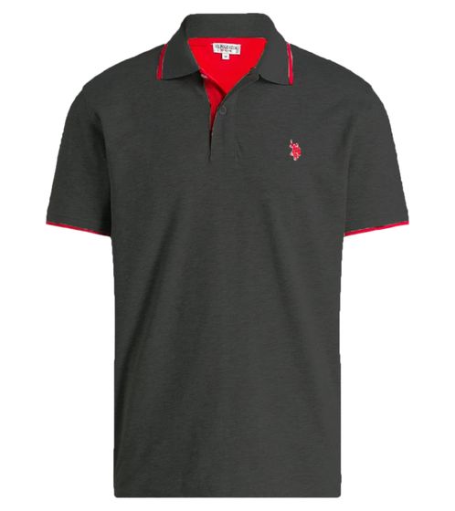 U.S. POLO ASSN. Herren Polo-Shirt Basic-Shirt Baumwoll-Shirt Kurzarm-Shirt 197 66835 52520 297 Grau/Rot