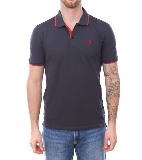 U.S. POLO ASSN. Polo homme chemise basique chemise en coton chemise à manches courtes 197 66835 52520 297 gris/rouge