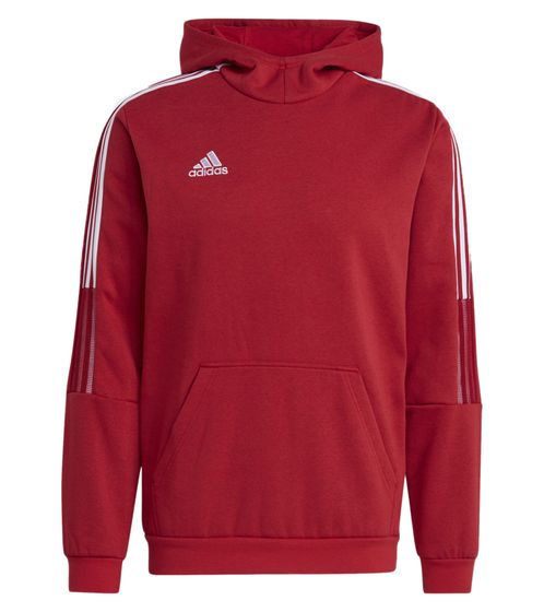 adidas Tiro21 Herren Sweatshirt nachhaltiger Baumwoll-Hoodie mit Logo-Stickerei Langarm-Shirt GM7353 Rot