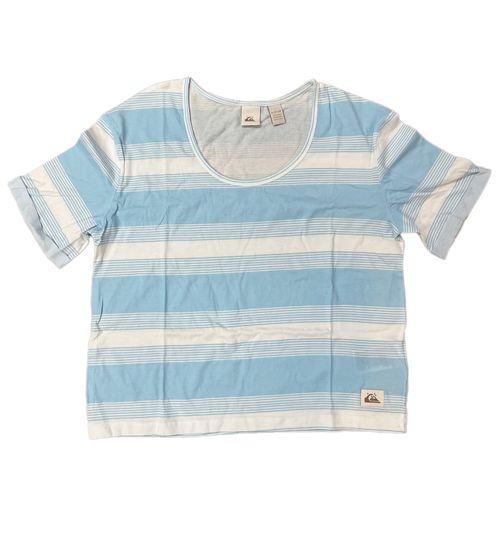 Quiksilver Rider Heritage Women's T-Shirt with Brand Patch Cotton Shirt Striped EQWKT03128 BFA6 Blue