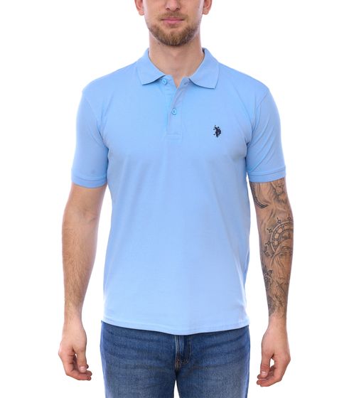 U.S. POLO ASSN. Men's polo shirt, basic shirt, cotton shirt, short-sleeved shirt, 197 61092 52520 103 light blue