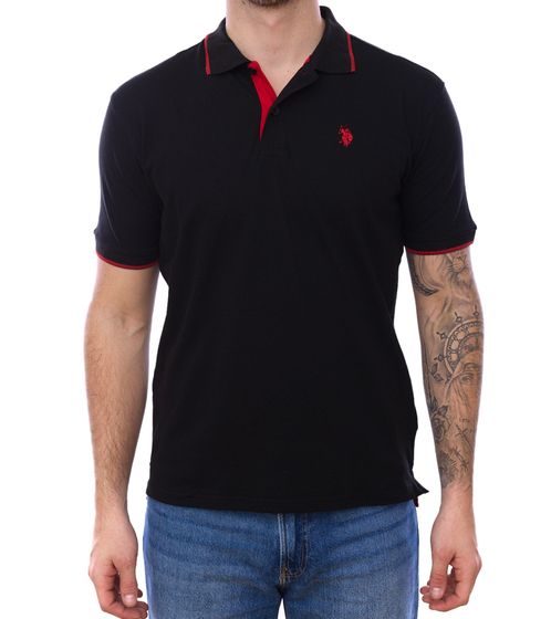 U.S. POLO ASSN. Men's polo shirt, basic shirt, cotton shirt, short-sleeved shirt, 197 63899 52520 191 black/red