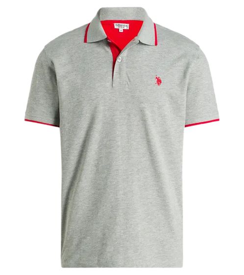 U.S. POLO ASSN. Men's polo shirt, basic shirt, cotton shirt, short-sleeved shirt 197 63899 52520 182 gray/red