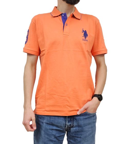 U.S. POLO ASSN. Men's polo shirt, cotton shirt, short-sleeved shirt, basic shirt 197 68175 52520 417 orange/purple