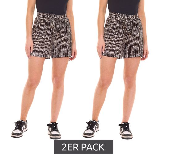 2-pack Laura Scott women's jersey shorts in a patterned look, shorts 74215853 Black