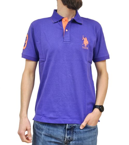 U.S. POLO ASSN. Herren Polo-Shirt Baumwoll-Shirt Kurzarm-Shirt Basic-Shirt 19768175 52520 635 Lila/Orange