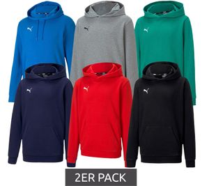 2er Sparpack PUMA teamGOAL 23 Casuals Kinder Hoody mit Kängurutasche Kapuzen-Pullover für Jugendliche Jungen & Mädchen 656711 Rot, Schwarz, Grün, Navy, Grau, Blau