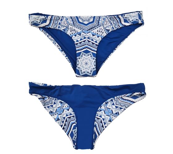 RIP CURL La Playa Damen Bikini-Unterteil wende Bademode einfarbig und Allover-Print Bikini-Panty GSINN8 Blau/Weiß