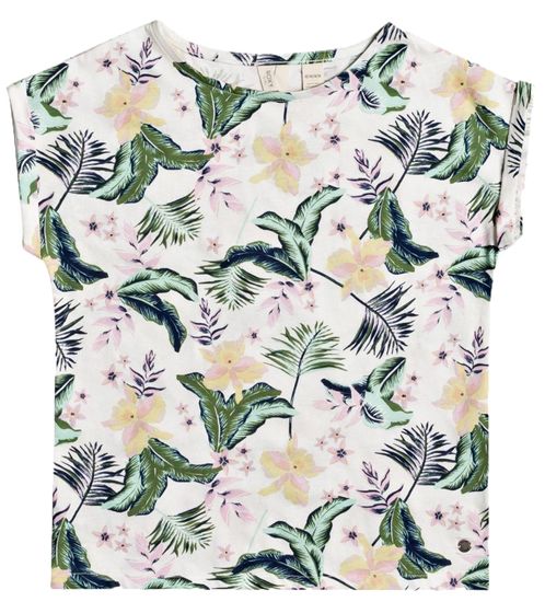 ROXY African Sunset children's short-sleeved shirt with floral all-over print cotton shirt ERGKT03167 WBK9 white/green/pink