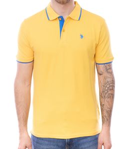 U.S. POLO ASSN. Polo homme, chemise basique, chemise en coton, chemise à manches courtes 197 62779 52520 112 jaune-orange/bleu U.S. POLO ASSN. Polo homme, chemise basique, chemise en coton, chemise à manches courtes 197 62779 52520 112 jaune-orange/bleu