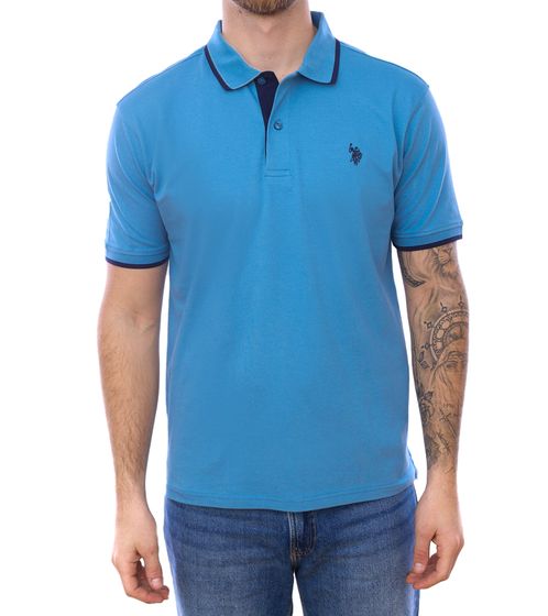 U.S. POLO ASSN. Herren Polo-Shirt Basic-Shirt Baumwoll-Shirt Kurzarm-Shirt 197 63899 52520 235 Blau/Dunkelblau