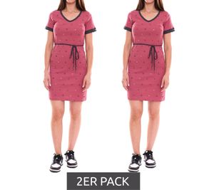 2-pack KangaROOS women's mini dress with fabric belt and all-over print 82812948 dark pink