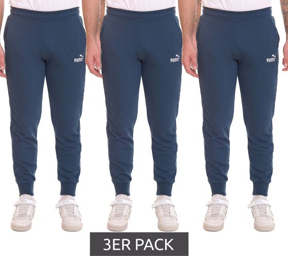 Pack of 3 PUMA ESS Logo men's jogging pants, stylish sweatpants with logo 679629 16 petrol blue