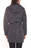 ALPENBLITZ Damen Fleece-Jacke mit Binde-Gürtel Übergangs-Jacke aus weichem Strickfleece Blau/Grau oder Schwarz/Grau