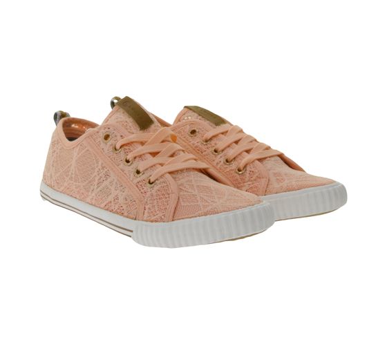 LUHTA Jackie Damen Canvas Sneaker mit herausnehmbarer Einlegesohle in Häkeloptik 9 75525 477 LV 445 Koralle