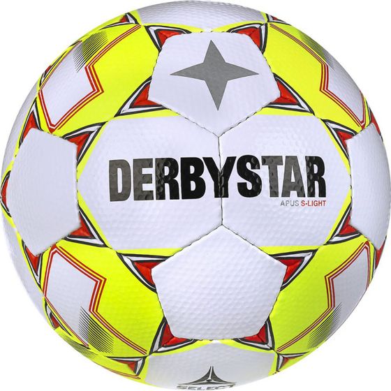 DERBYSTAR Apus S-Light v23 Football Youth Training Ball Size 4 with Golf Ball Structure 1388400530 White/Neon Yellow/Red