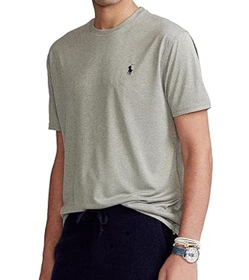 POLO RALPH LAUREN men's cotton shirt in custom fit round neck T-shirt with logo embroidery mottled 710671438080 gray