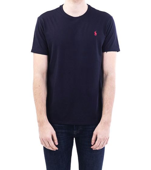 POLO RALPH LAUREN Men's Cotton Shirt in Custom Slim-Fit Round Neck T-Shirt with Logo Embroidery 710811284003 Navy