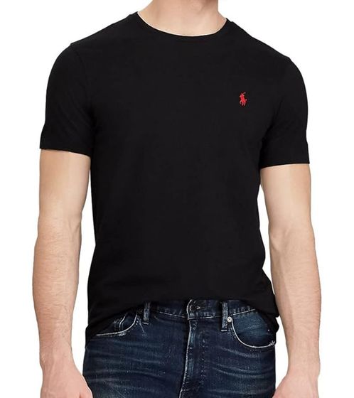 POLO RALPH LAUREN Men's Cotton Shirt in Custom Slim-Fit Round Neck T-Shirt with Logo Embroidery 710811284001 Black