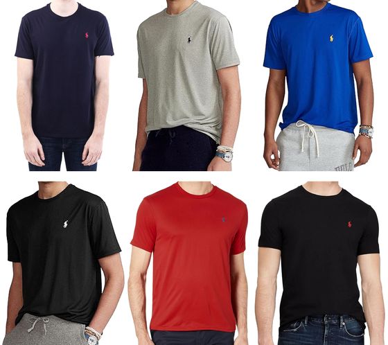 POLO RALPH LAUREN men's cotton shirt in custom fit or custom slim fit round neck T-shirt with logo embroidery blue, red, grey, black