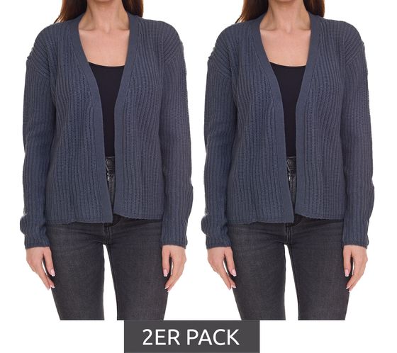 2er Sparpack BOYENS´S Damen Patentstrickjacke verschlussloser Strick-Cardigan 42087058 Blau