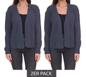 Lot de 2 cardigans vernis femme BOYENS'S, cardigan tricoté sans fermeture 42087058 bleu