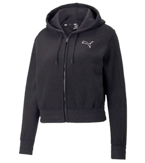 PUMA Damen weiche Crop-Jacke Kapuzen-Jacke Fleece-Jacke Übergangs-Jacke 849838 01 Schwarz