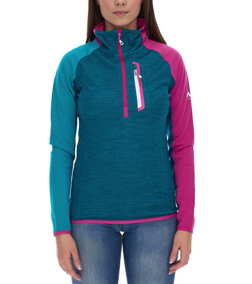 McKinley Sekani HZ W women's long-sleeved shirt, breathable undershirt with merino wool 419944 900 911 petrol / pink