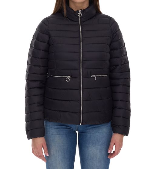 ONLY Madeline women's stylish quilted jacket, transitional jacket with stand-up collar, basic jacket 15242441 black